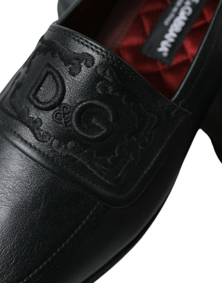 Elegant Black Embroidered Loafers
