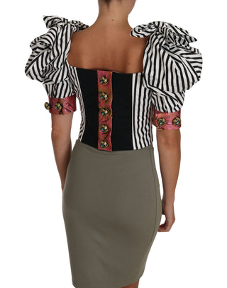 Elegant Cropped Corset Top With Crystal Buttons