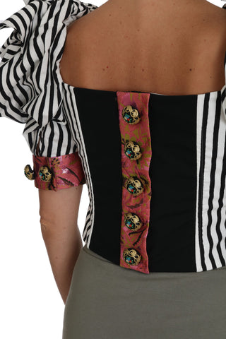 Elegant Cropped Corset Top With Crystal Buttons