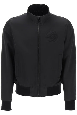 Technical Satin Bomber Jacket With Embroidered Logo.