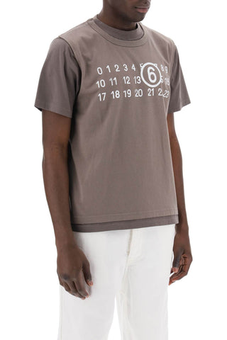 Layered T-shirt With Numeric Signature Print Effect