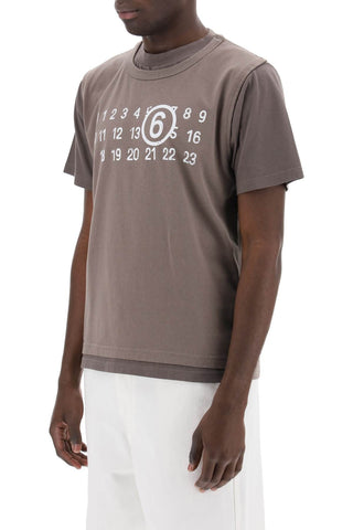 Layered T-shirt With Numeric Signature Print Effect