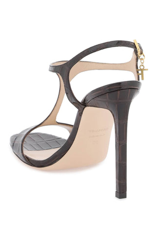 Angelina Sandals In Croco-embossed Glossy Leather