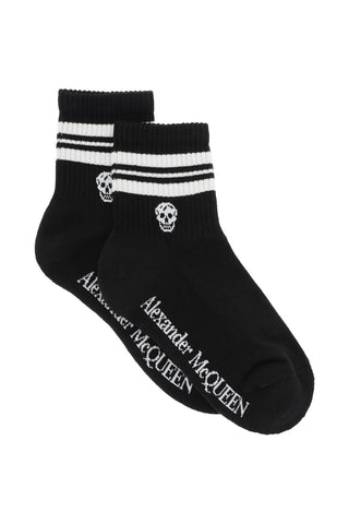 Alexander Mcqueen Earrings Black / l stripe skull sports socks