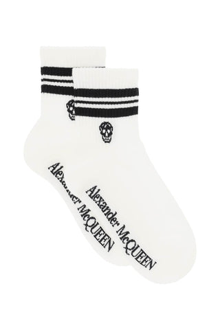 Alexander Mcqueen Earrings White / l stripe skull sports socks