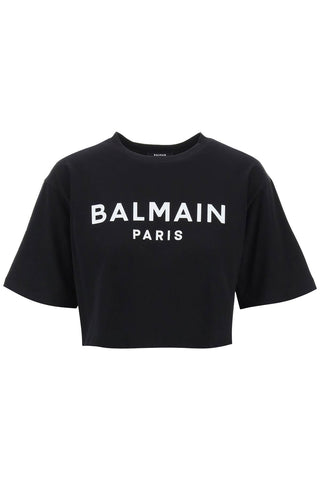Balmain Earrings logo print boxy t-shirt