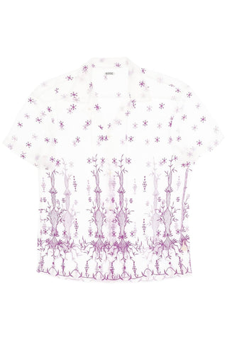 Bode Clothing lavandula bowling shirt in embroidered tulle