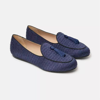 Charles Philip Loafers Silk Fabric Tassel Loafers in Erben Blue