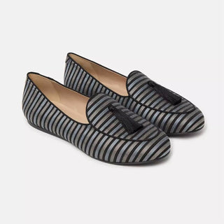Charles Philip Loafers Silvie Camouflage Denim Loafers with Suede Tassel