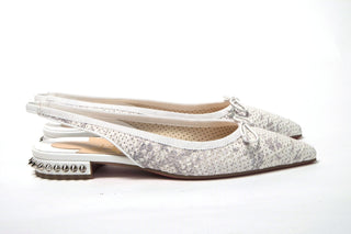 Christian Louboutin Flat Shoes White / EU35/US4.5 White Perforated Printed Flat Point Toe Shoe