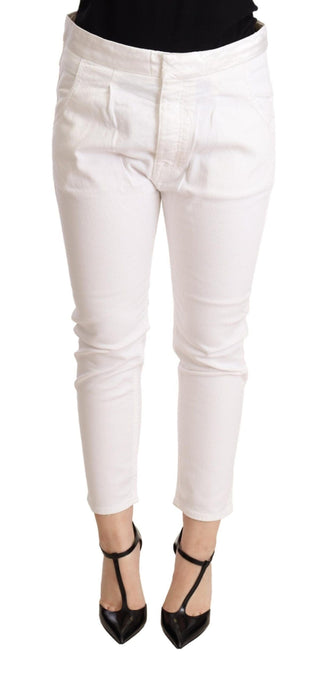 Cycle Clothing White / W26 / Material: 98% Cotton 2% Elastane White Mid Waist Slim Fit Skinny Cotton Stretch Trouser