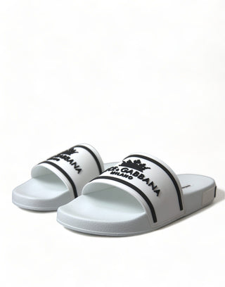 Dolce & Gabbana Men Black and White / EU43/US10 White Rubber Sandals Slippers Beachwear Men Shoes