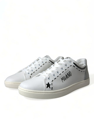 Dolce & Gabbana Men Elegant White Calfskin Leather Sneakers
