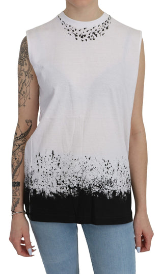 Dsquared² Clothing White / IT44|L / Material: 100% Cotton Chic Sleeveless Cotton Crew Neck Top