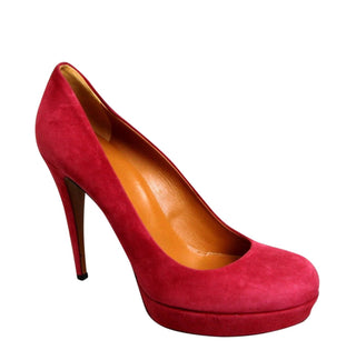 Gucci Platforms & Wedges Red / EU38.5/US8.5 Women's Raspberry Suede Platform Pump Shoes
