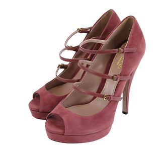 Gucci Pumps Burgundy / EU39/US8.5 Women Tibet Red Suede High Heel Pump Shoes
