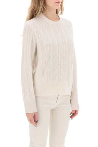 Guest In Residence Earrings twin cable cashmere sweater