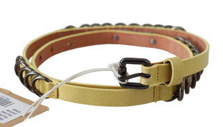 John Galliano Accessories Yellow / 85 cm / 34 Inches / Material: Leather Chic Yellow Leather Skinny Belt