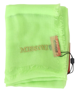 Missoni Accessories Green Yellow Green Cashmere Unisex Neck Wrap Scarf