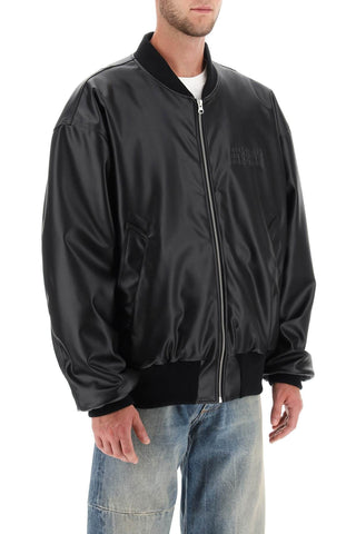 Mm6 Maison Margiela Tie Clips Black / l faux leather bomber jacket