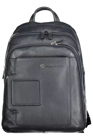 Piquadro Bags Blue Sleek Blue Leather Backpack with Laptop Compartment