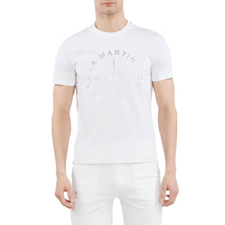 Elegant White Printed Jersey T-shirt