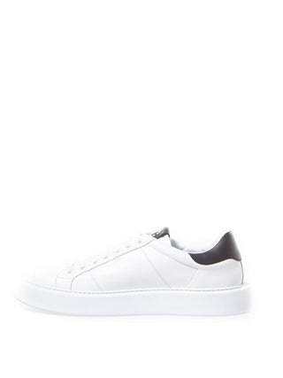 Roberto Cavalli Men White / EU42.5/US8.5 White Leather Sneakers with Silver Logo