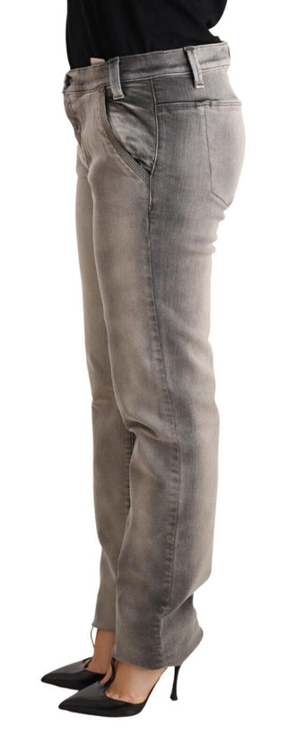 Chic Gray Washed Low Waist Skinny Jeans