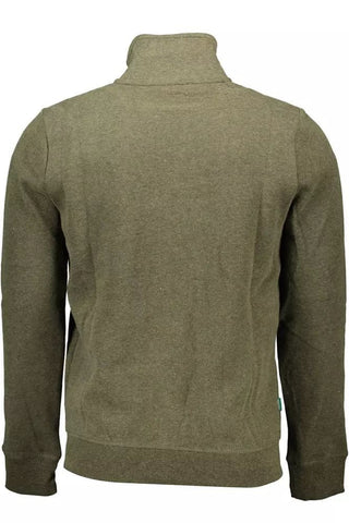 Superdry Clothing Sleek Green Zippered Sweatshirt with Embroidery