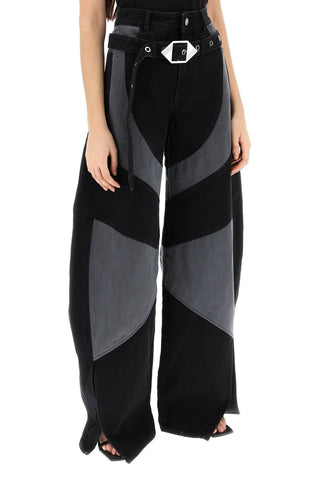 The Attico Earrings two-tone panel jeans