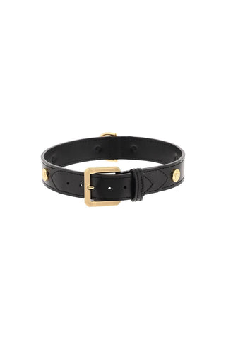 Versace Lifestyle leather collar with medusa studs - large